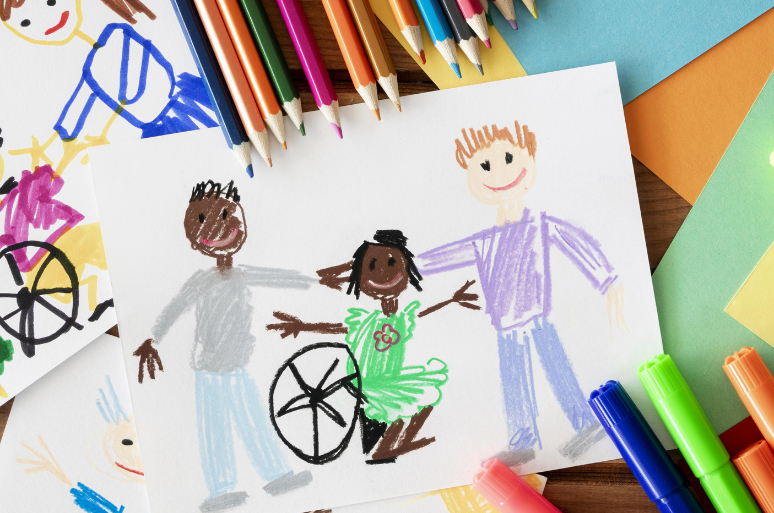 Child drawing wheelchair